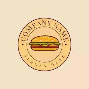 食品 & 飲料logo Badge and Double Sandwich logo design