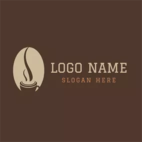 Caffeine Logo Beige and Chocolate Hot Coffee logo design