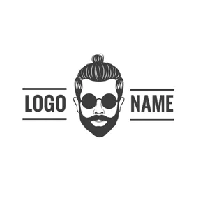 Beard Logo Black and White Fashion Man Head logo design
