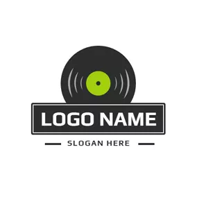 音乐Logo Black Banner and Vinyl logo design