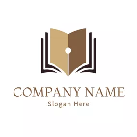 Dictionary Logo Black Book and Brown Pen Point logo design