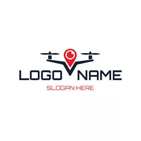 Drone Logo Black Drone and Red Location logo design