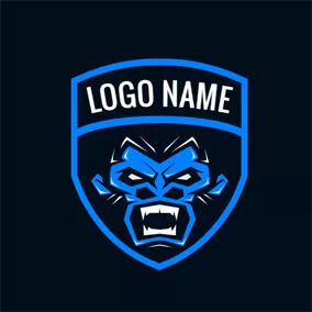 Gamer Logo Blue Badge and Knight logo design