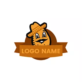 Comedian Logo Brown Banner and Potato logo design