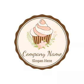 Birthday Logo Chocolate Circle and Pink Cupcake logo design