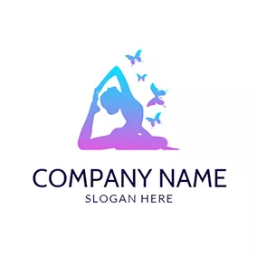 Dancing Logo Colorful Butterfly and Exercise Woman logo design