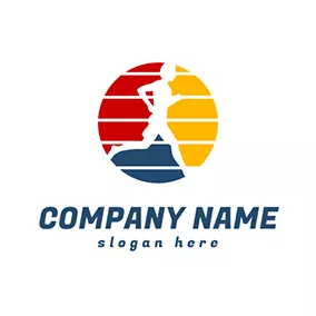 Coach Logo Colorful Circle and Running Man logo design