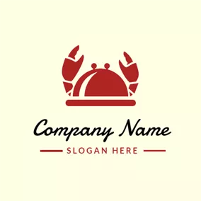 Dish Logo Covered Plate and Cute Crab Icon logo design
