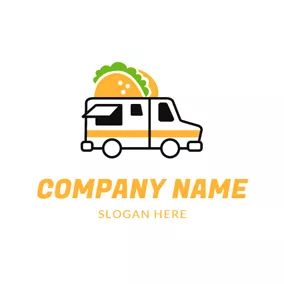 Food Delivery Logo Delicious Hamburger and Food Truck logo design