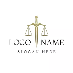 Legal Logo Golden Sword and Balance logo design