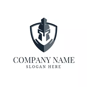 商業 & 諮詢Logo Gray Shield and Soldier logo design