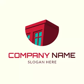 Wood Logo Green Window and Red Home logo design