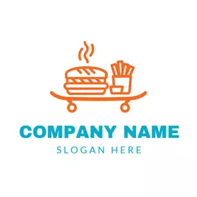 Delicious Logo Hot Orange Hamburger and Chip logo design