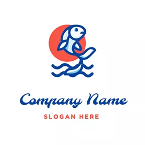 Japanese Logo Jumping Koi  Fish logo design