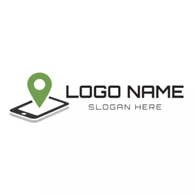 Software & App Logo Mobile Phone and Pin Pointer logo design