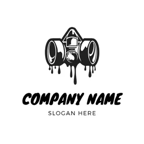 Grunge Logo Oil Paint and Gas Mask logo design