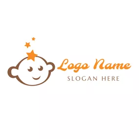 Boy Logo Orange Star and Adorable Kid logo design