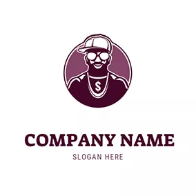 Nerd Logo Rapper Badge Man logo design