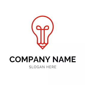 Clever Logo Red and White Pencil logo design