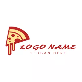 Italian Restaurant Logo Red and Yellow Cheese Pizza logo design