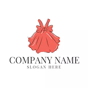 Clothes Logo Red Bowknot and Petticoat logo design