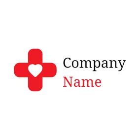 Cross Logo Red Cross and White Heart logo design