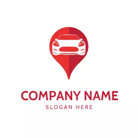 Parking Logo Red Location and Motor Vehicle logo design
