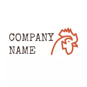 Contour Logo Simple Red Rooster logo design