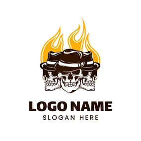 Bbq Logo Skull Squad logo design