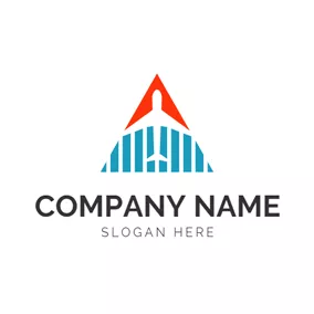 Flyer Logo Triangle Shape and Airplane logo design