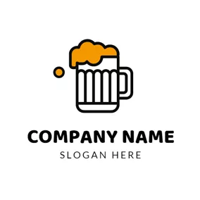 Beer Logo White Cup and Yellow Beer logo design