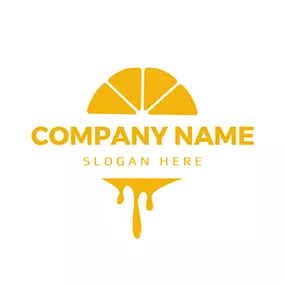 Smoothie Logo Yellow Orange Slice and Juice logo design