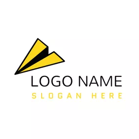 Fold Logo Yellow Paper Airplane and Arrow logo design