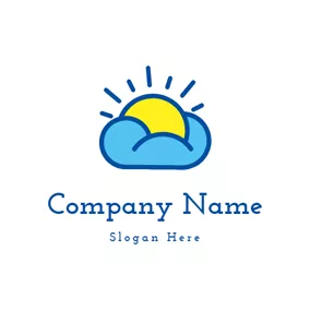 Cloud Logo Yellow Sun and Blue Cloud logo design