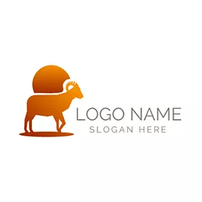 Illustration Logo Yellow Sun and Ram Icon logo design