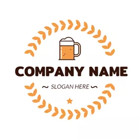 Brewing Logo Yellow Wheat and Beer logo design