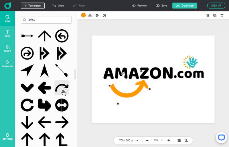 How to design custom Amazon logo in DesignEvo