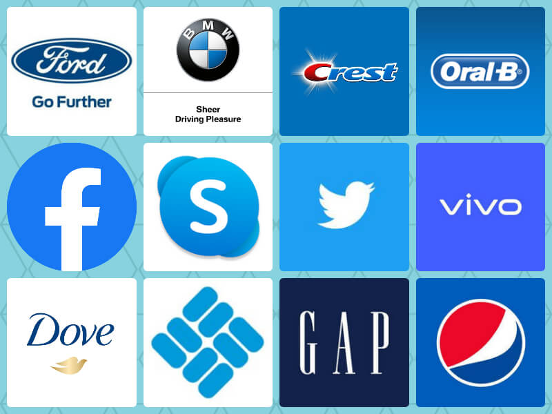 Blue logos of top brands