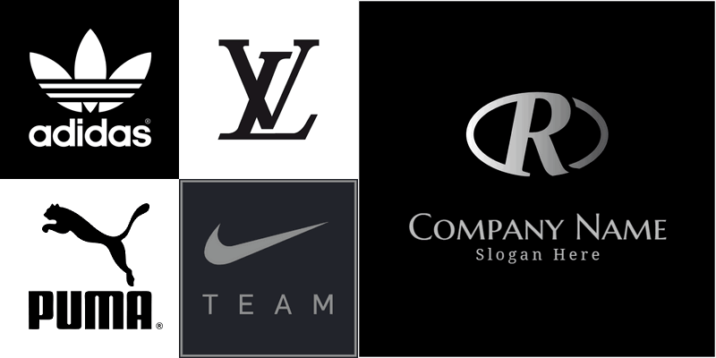 Famous logos in black color.