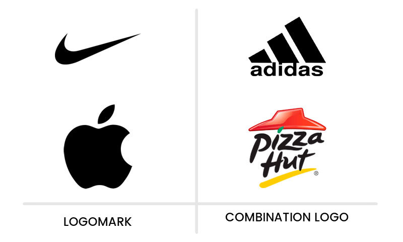 Glance at the difference between logomark(brandmark) and combination logo.