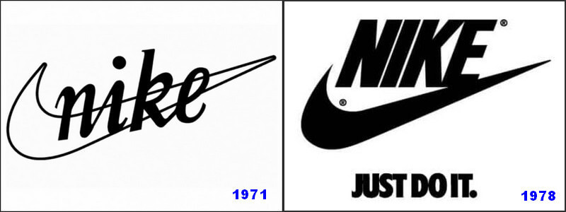 Nike changed its 1971 logo to 1978 logo