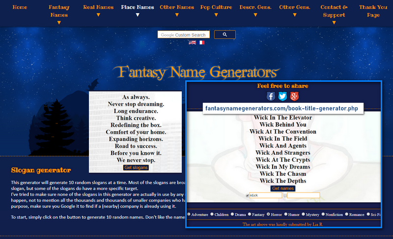 FantasyNameGenerators - Simple Slogan Maker And Versatile Name Generator