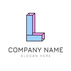 L Logo 3D Blue Letter L logo design