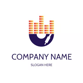 CD Logo CD Melody and Rectangle Shape logo design