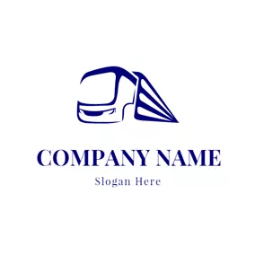 Logistics Logo Abstract Blue Bus Outline logo design