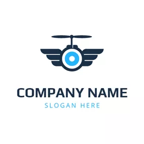Fly Logo Abstract Blue Drone Icon logo design