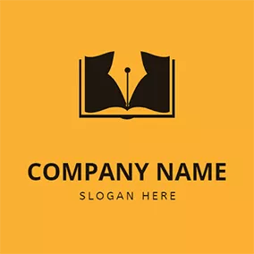 Stationery Logo Abstract Book and Pen Nib logo design