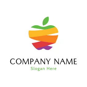 食品＆飲み物ロゴ Abstract Colorful Apple Icon logo design