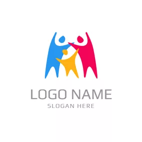 英語 Logo Abstract Colorful Loving Family logo design
