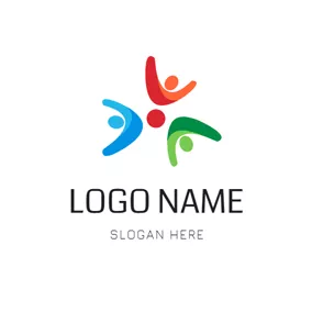 團隊合作logo Abstract Colorful People logo design